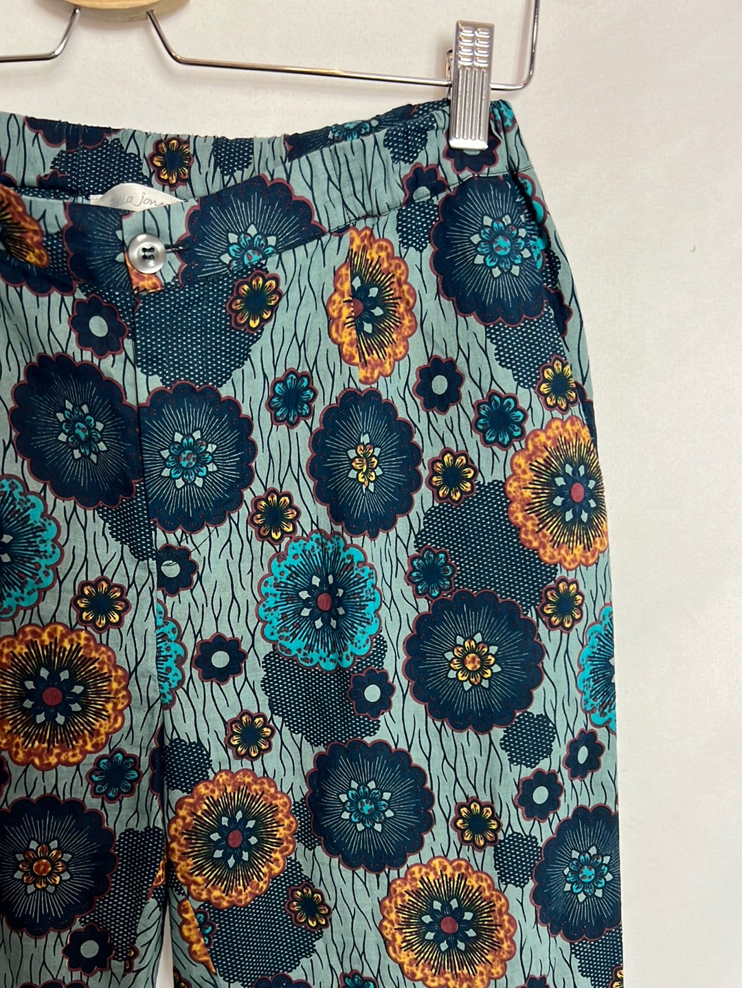 BELLA JONES. Printed blue trousers. Size 1 (S)