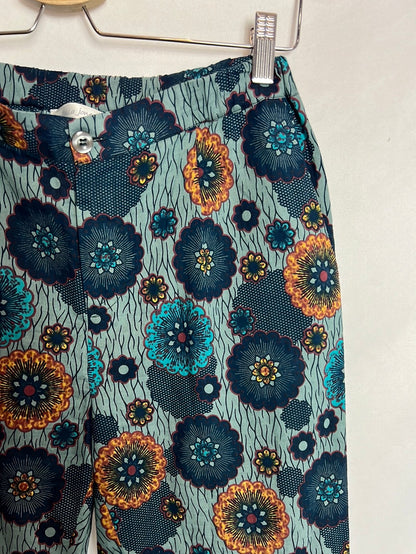 BELLA JONES. Printed blue trousers. Size 1 (S)