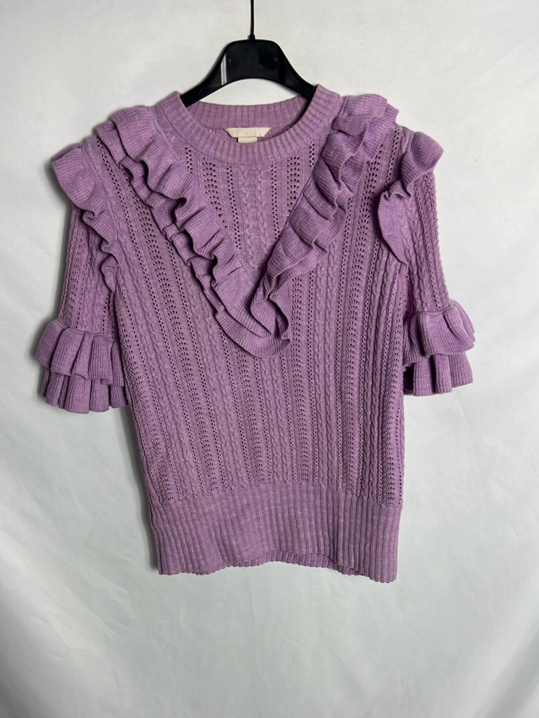 H&M.Top punto lila volantes. T 36 (Tara)
