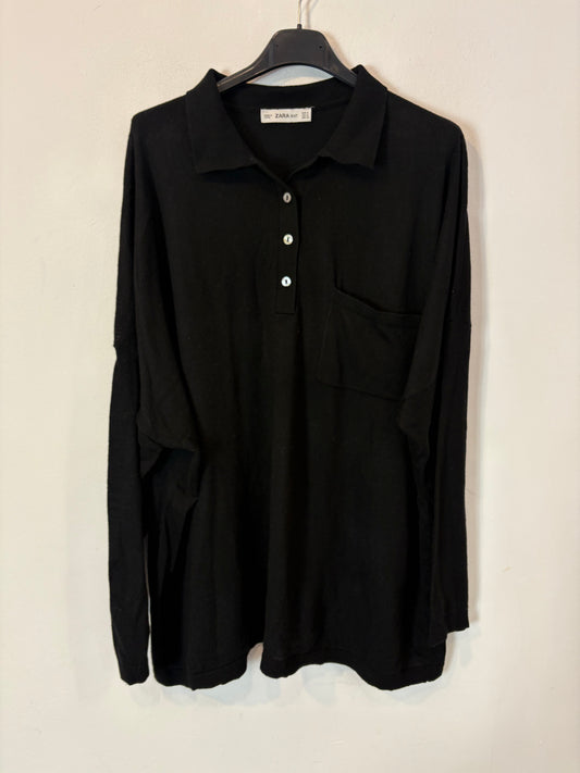 ZARA. Jersey polero negro lana