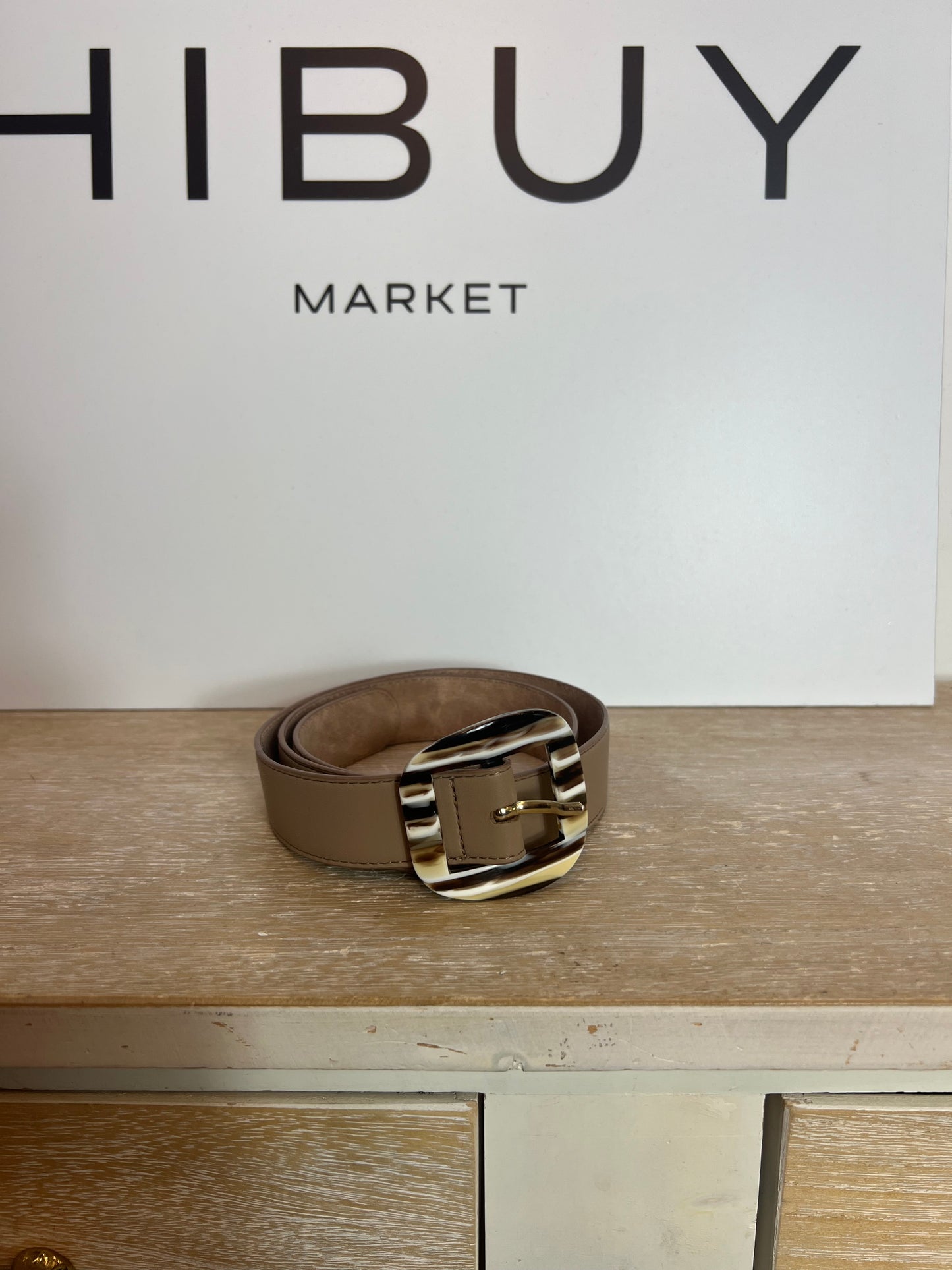 SCALPERS. Cinturón beige detalle hebilla. T 80