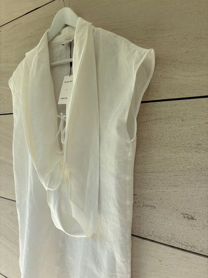 MASSIMO DUTTI Limited Edition. Vestido corto/top  blanco lino lazada