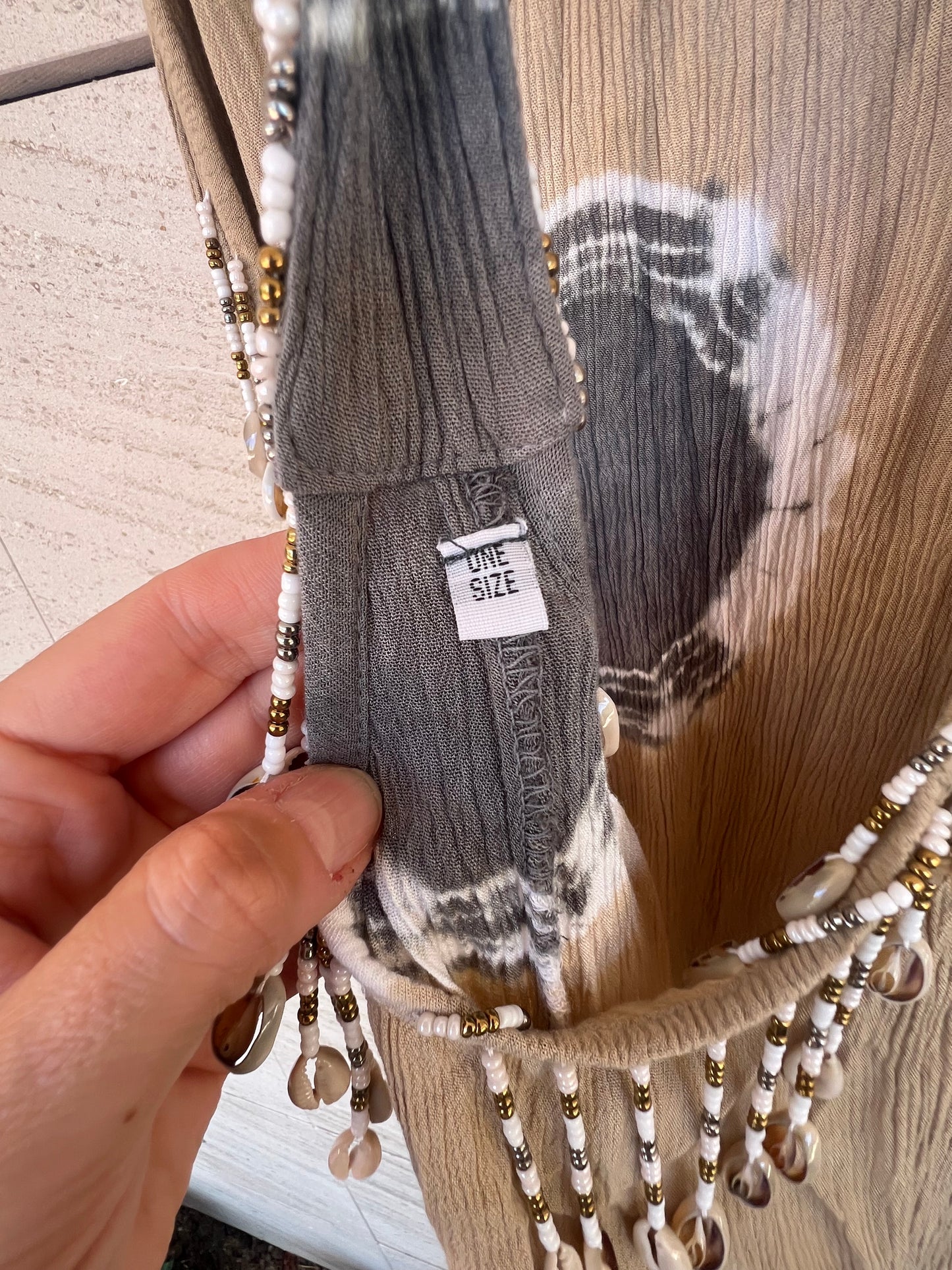 OTHERS. Long tan shell dress. TS/M