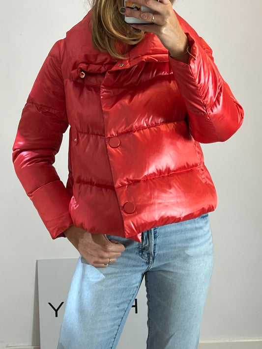 MARELLA. Plumífero rojo metalizado T S