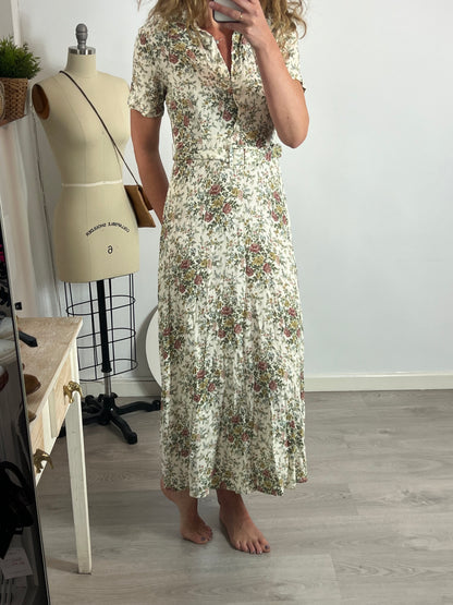 ZARA. Vestido largo beige T.m