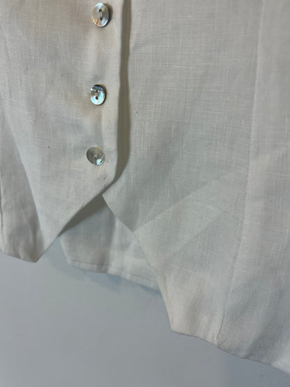 AMAZHIYU. Chaleco lino blanco. T XS