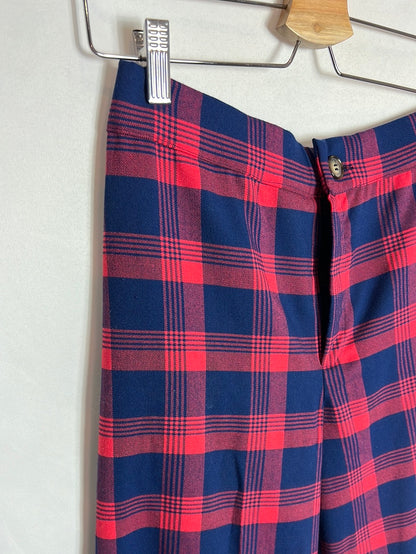 MAU LOA. Wide-legged blue and red checked trousers. TL (M)