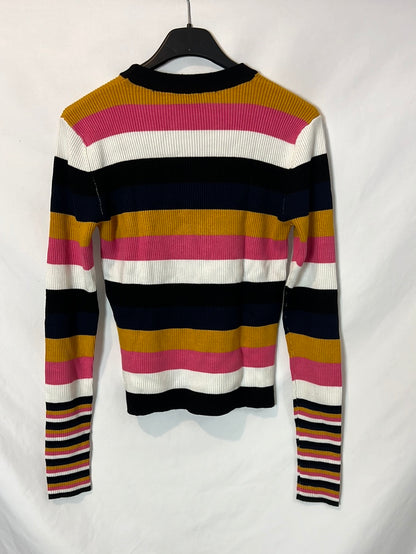 ZARA. Jersey canalé rayas. T S