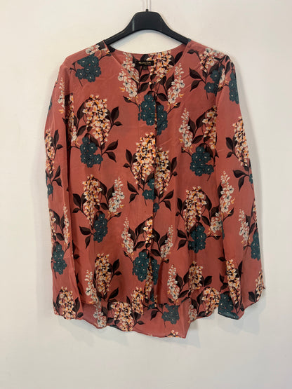 MASSIMO DUTTI. Blusa flores seda T.42