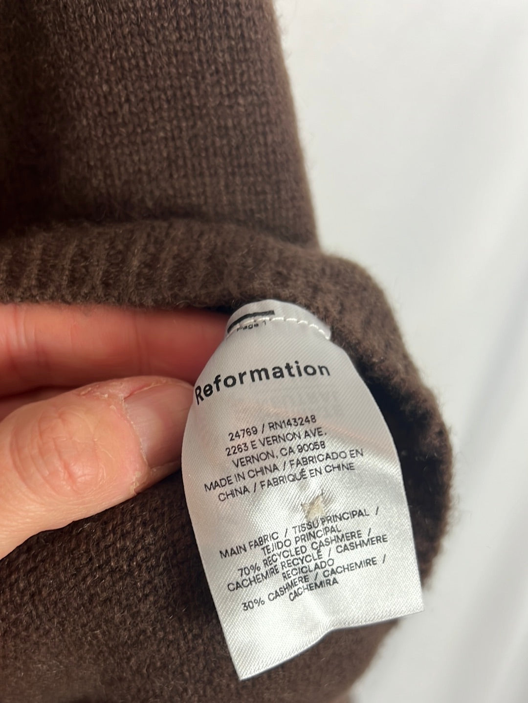 REFORMATION. Rebeca marrón cashmere . T XS