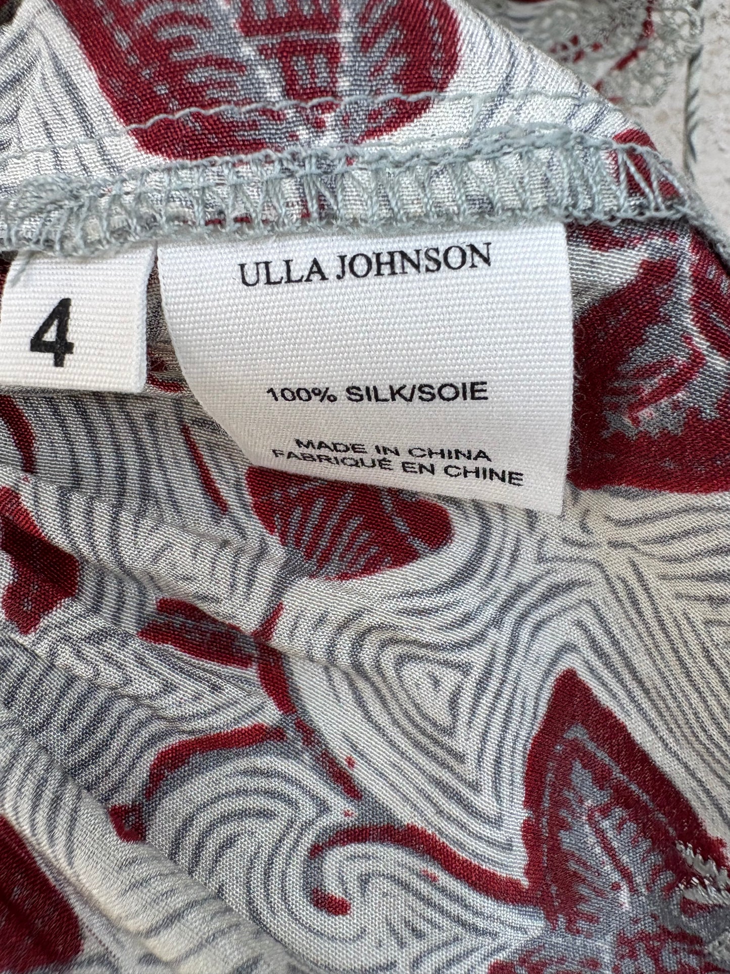 ULLA JOHNSON, Top seda estampado. T S
