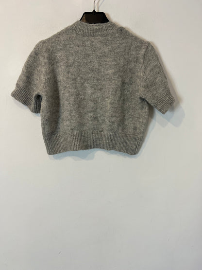 ZARA. Top punto gris pedreria