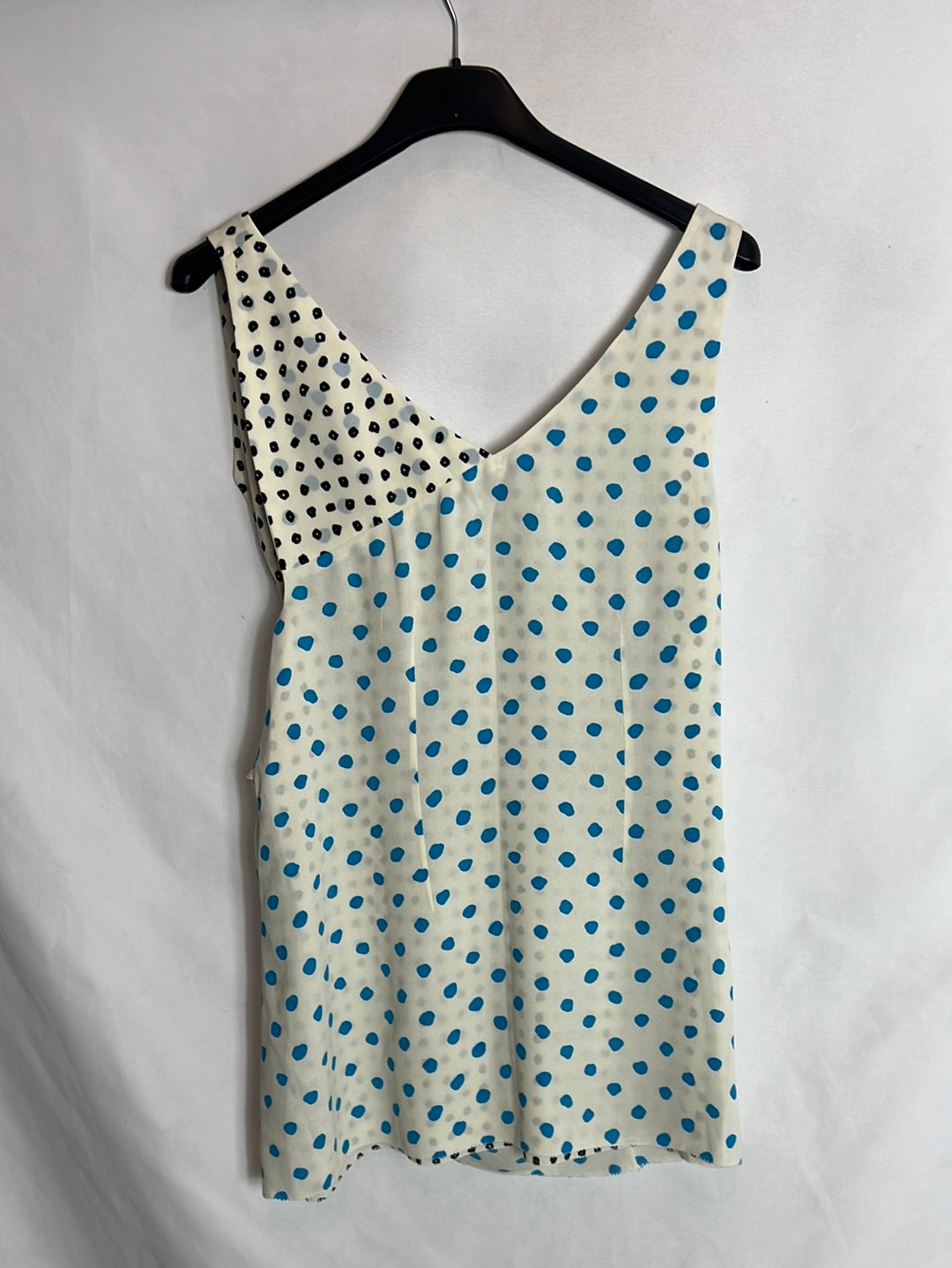 BALENCIAGA. Top seda doble capa asimetrico . T 40