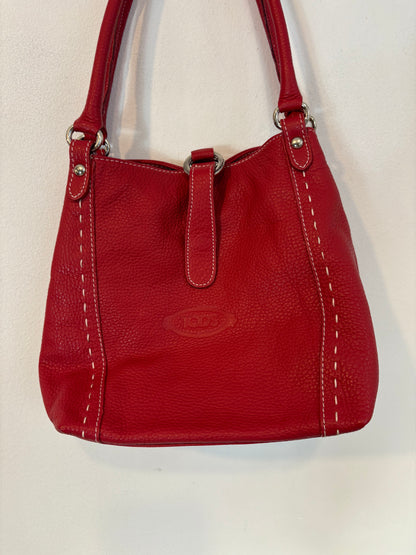 TOD´S. Bolso de hombro rojo piel