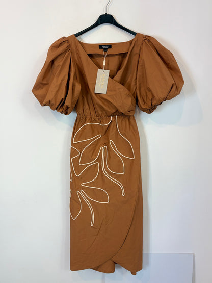PADOVA. Camel wrap midi dress. XS