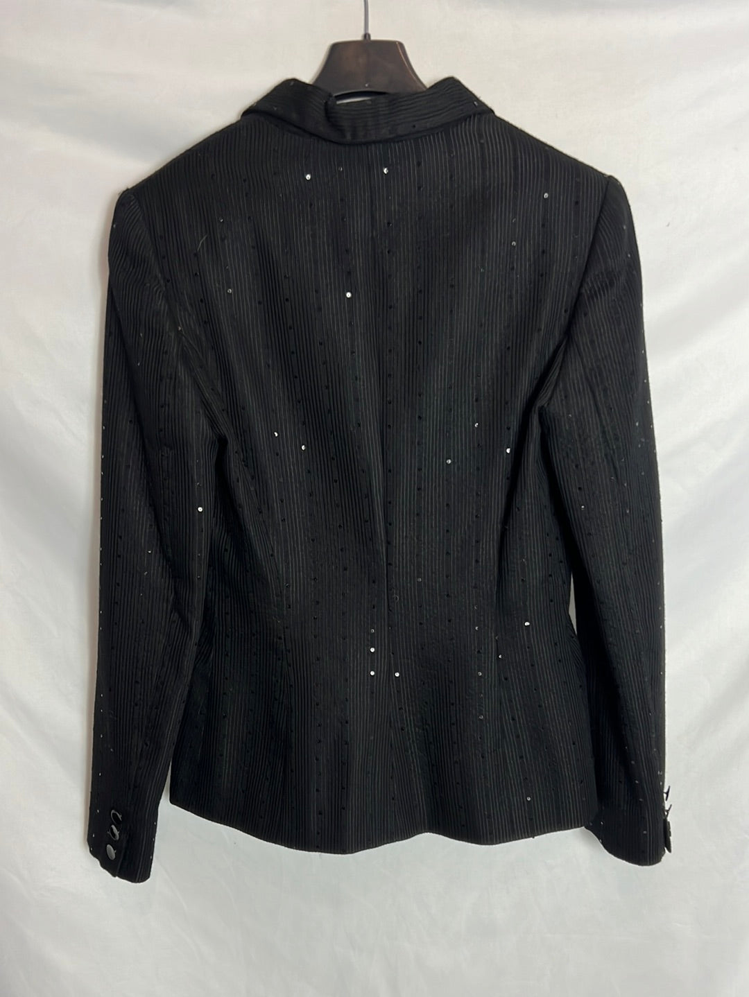 JAVIER LARRAINZAR. Black sequin mini blazer. Size 38