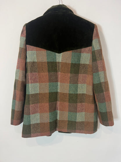 BYAN. Blazer cuadros lana con detalles en terciopelo. T S