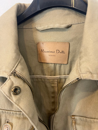 MASSIMO DUTTI. Chaqueta beige oscuro bolsillos. T 38