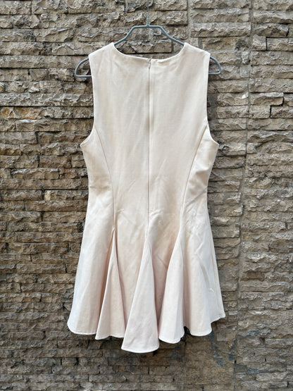 ZARA. Vestido corto beige lazos