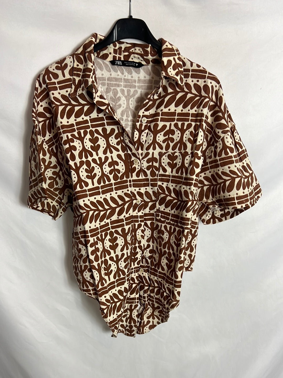 ZARA. Blusa estampada lazada. T S