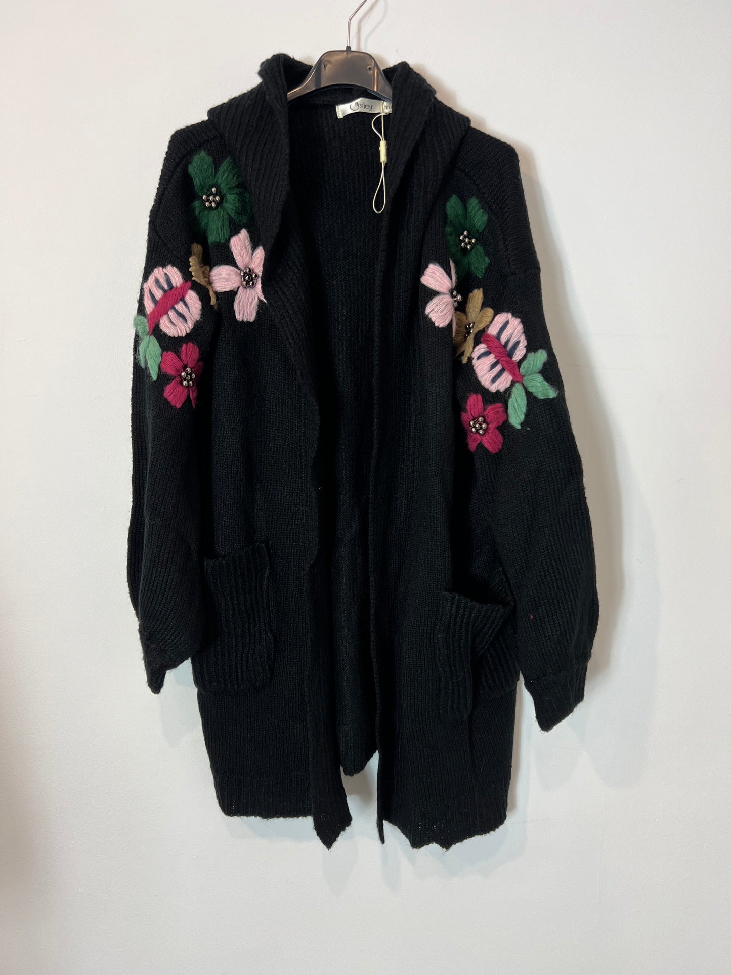 OSLEY. Black embroidered cardigan TU(M)