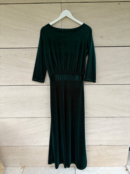 OTRAS. Vestido largo terciopelo verde