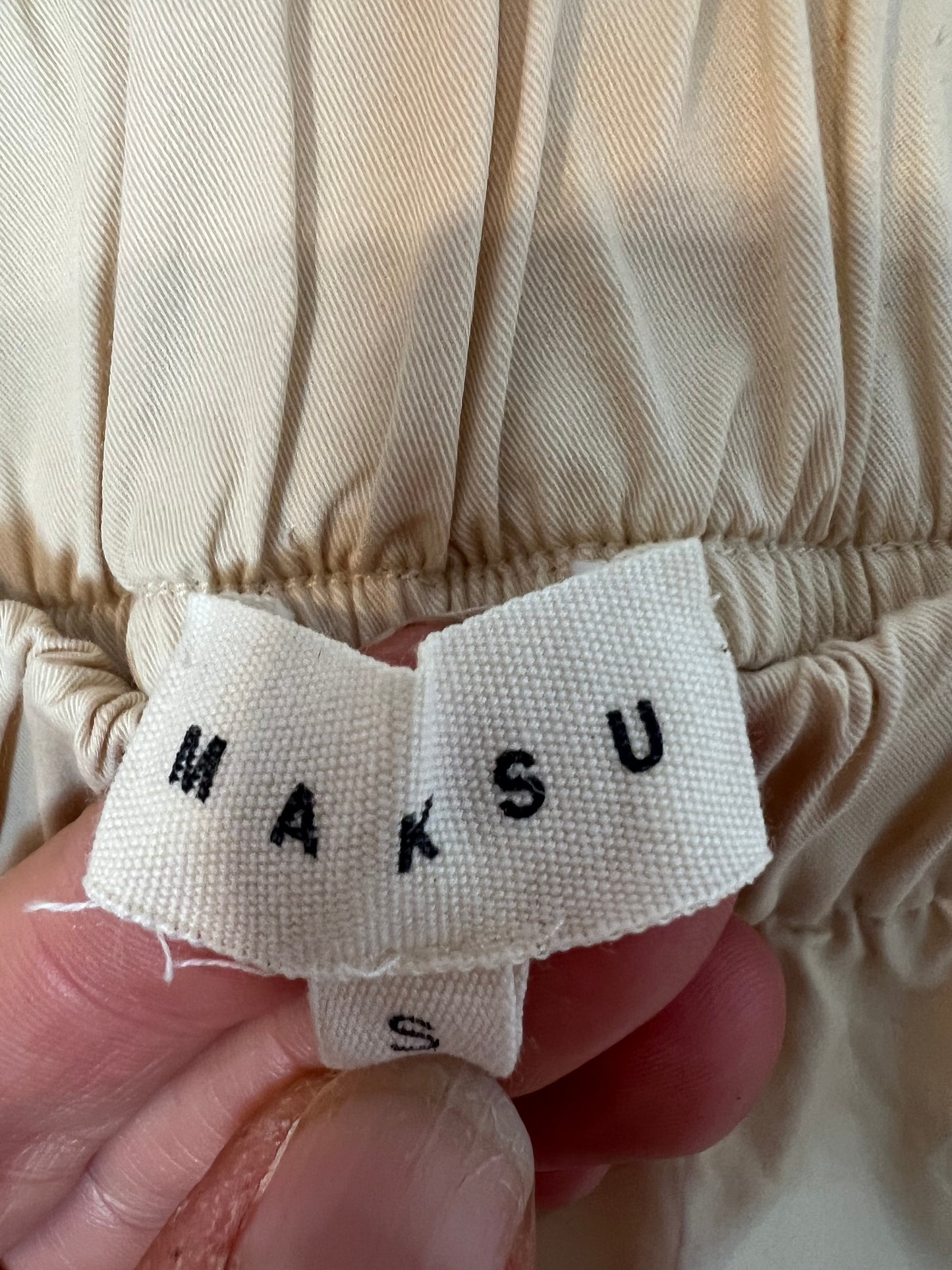 MAKSU. Pantalón ancho fluido beige T.s