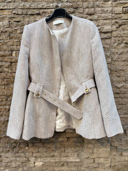 ZARA. Blazer tweed hilos dorados XS