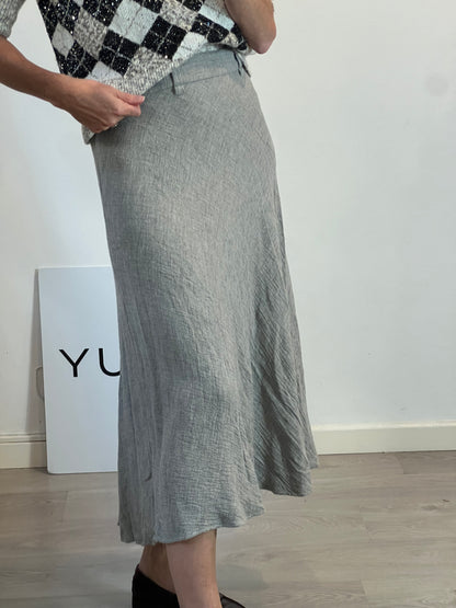 MASSIMO DUTTI. Falda midi gris textura