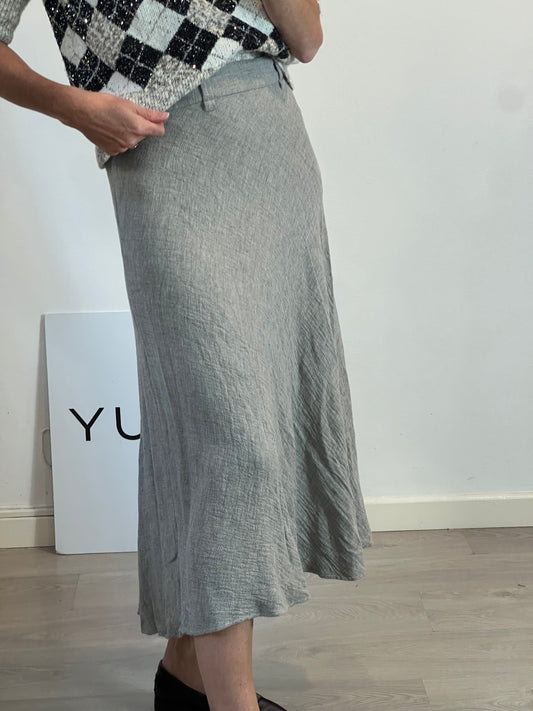 MASSIMO DUTTI. Falda midi gris textura