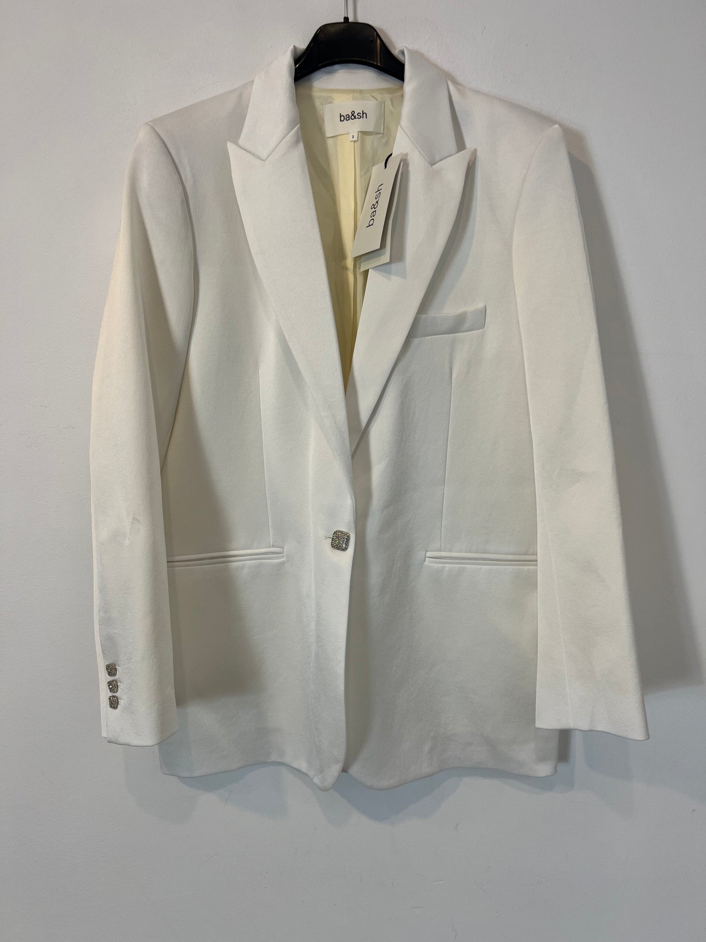 BA&amp;SH. White satin blazer T.2(m)