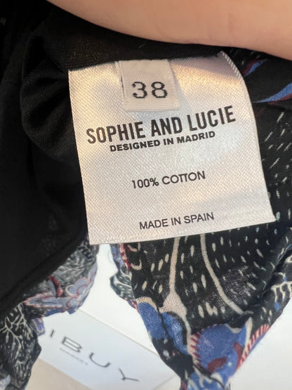 SOPHIE AND LUCIE. Vestido negro estampado  T.38