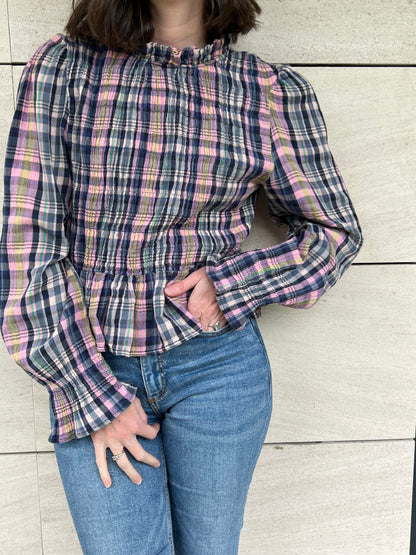 THE NEW SOCIETY. Checkered Honeycomb Blouse Ts