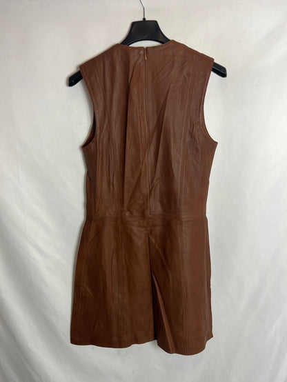 ZARA. Short brown leather dress. Size XS