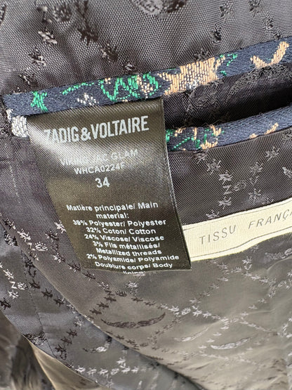 ZADIG & VOLTAIRE. Blazer azul bordados