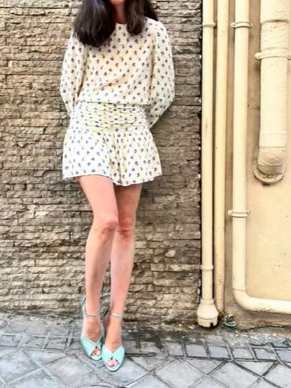 ZARA. Mustard printed skirt T.xs