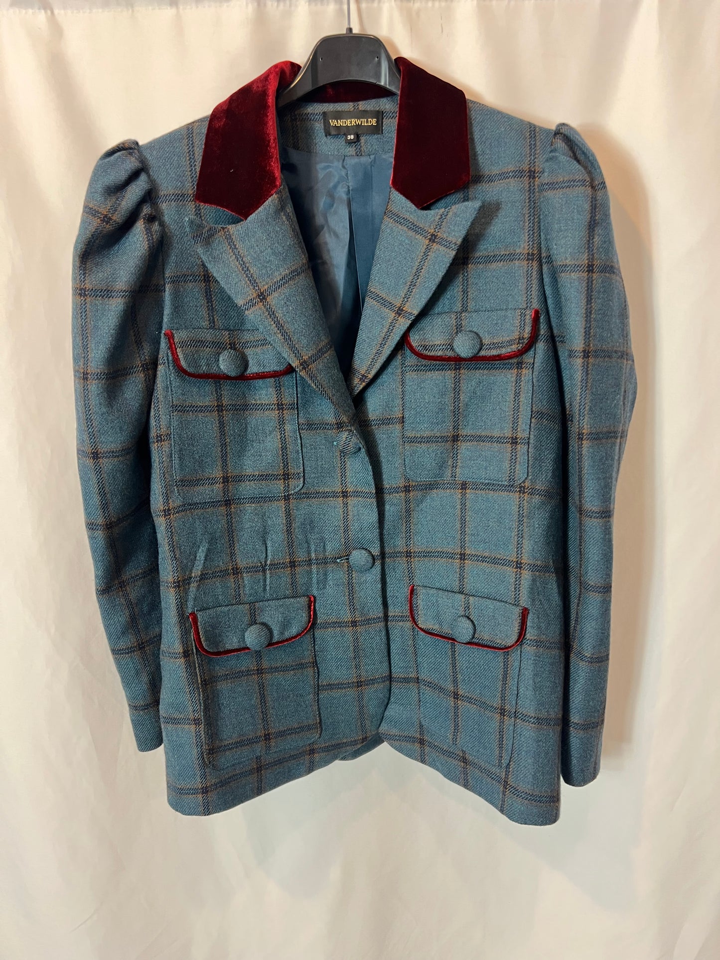 VANDERWILDE. Total look azul cuadros T.38