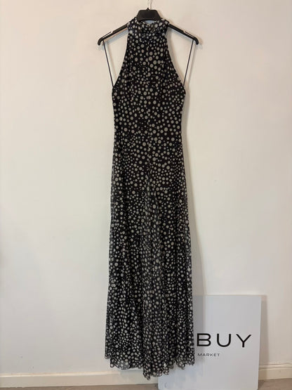 ZARA. Vestido largo negro lunares