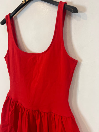 MANGO. Vestido rojo volante T.s