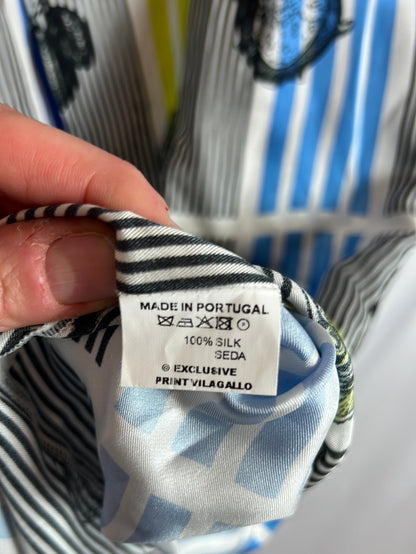 VILAGALLO. Printed silk dress in colors. Size 40