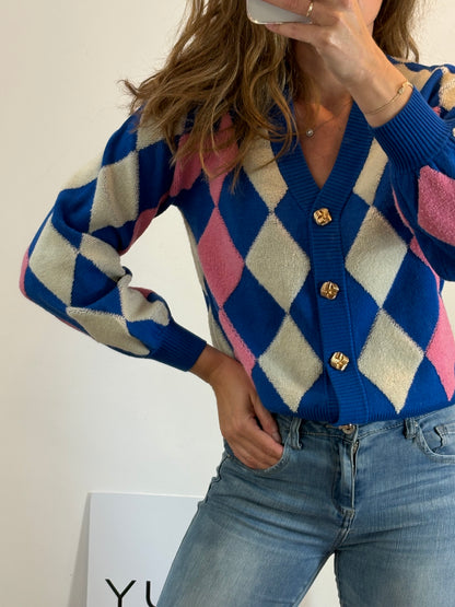 YAS. Chaqueta punto rombos. T S