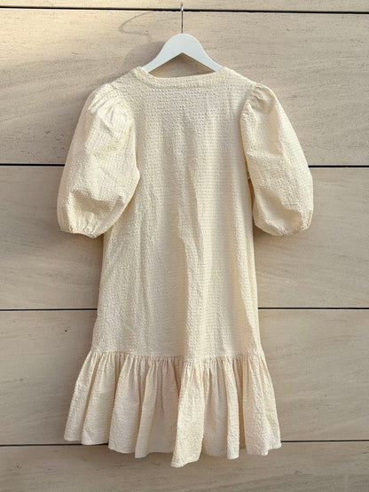MAJE.vestido corto beige textura