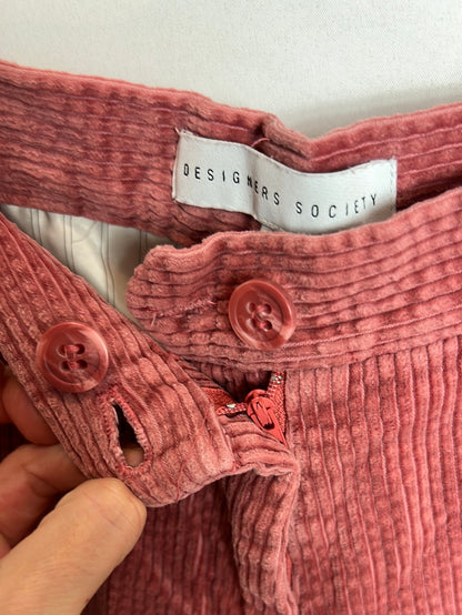 DESIGNERS SOCIETY. Pantalón recto pana rosa. T S (Tara)