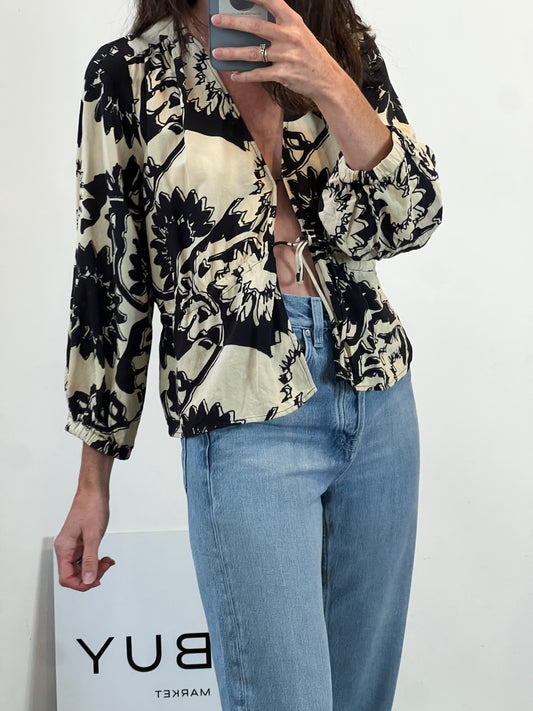 BA&SH. Blusa estampada lazadas