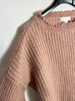 INTROPIA. Jersey rosa lana detalle cuello y puños. T S