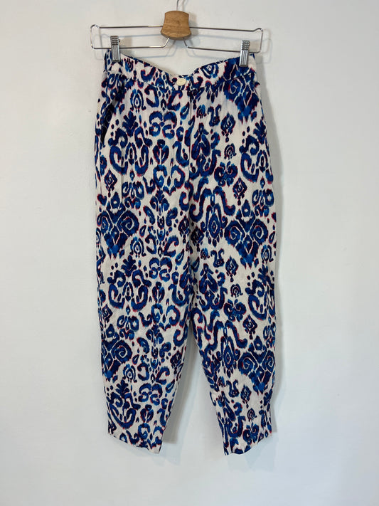 ZARA. Flowy blue printed trousers. Size XS