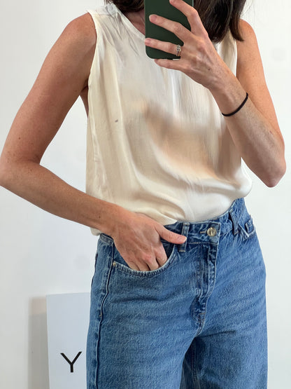 BLUMARINE. Top doble textura seda. T M/L