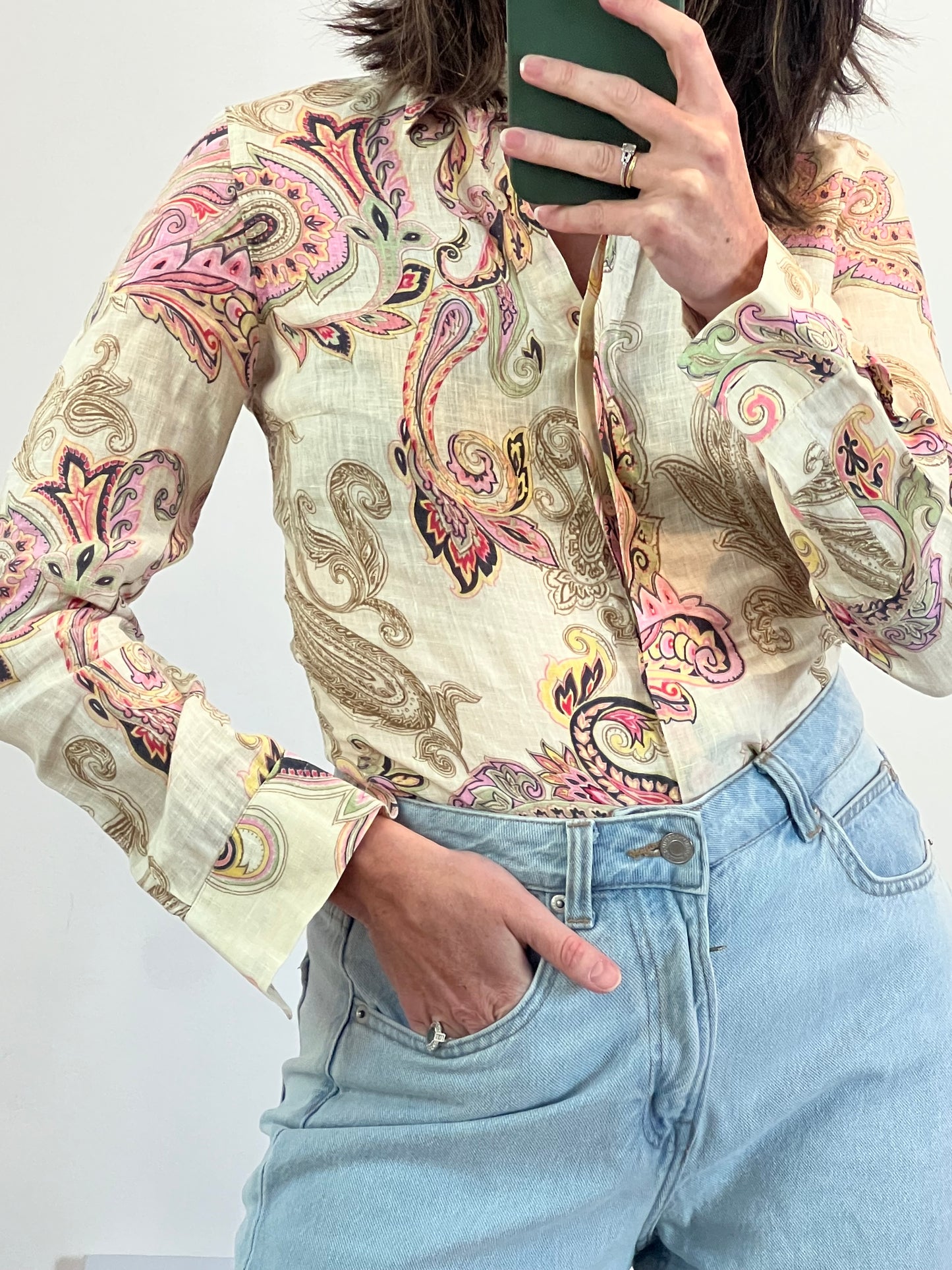 ETRO. Printed linen shirt. Size 34