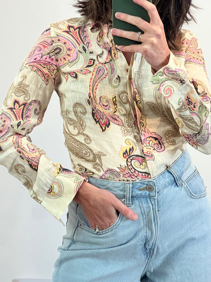 ETRO. Printed linen shirt. Size 34