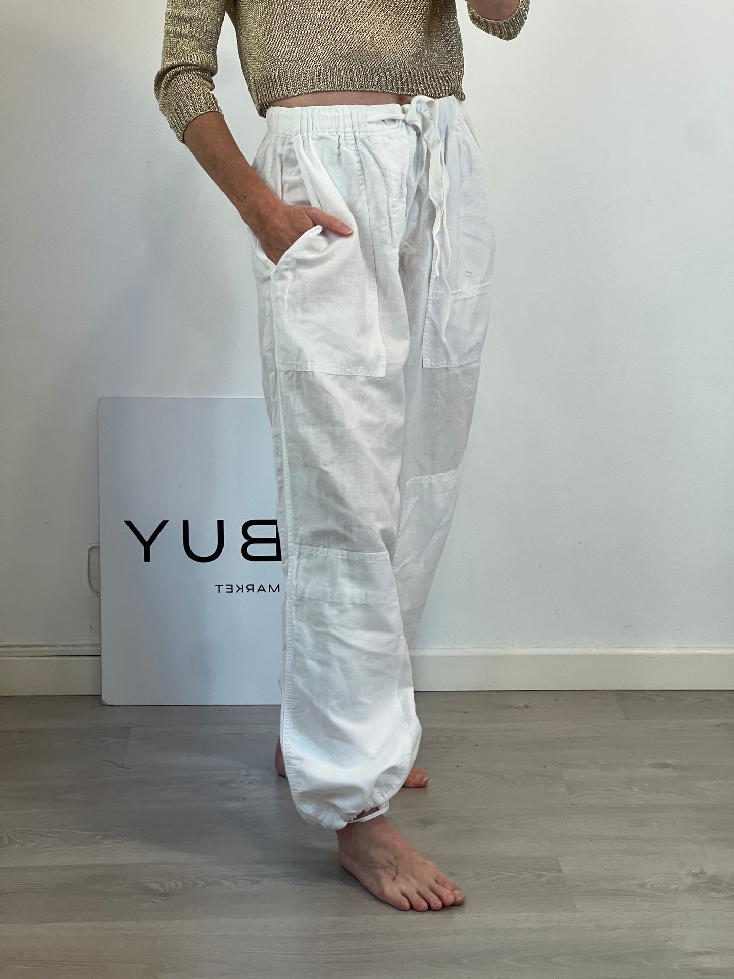 ZARA. Pantalón blanco mezcla. T XS/S